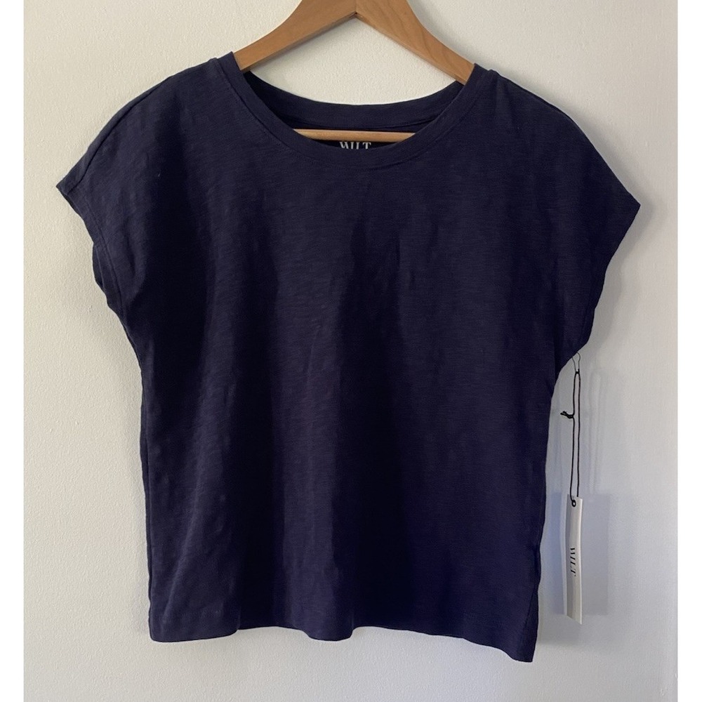 WILT NWT Navy Blue Slub Cotton T Shirt Small Crewneck Muscle Tee